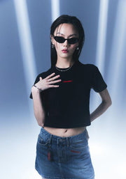 LE SSERAFIM FLAMES RISES CROP T-SHIRT (BLACK) S-M/L-XL