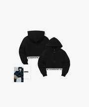 LE SSERAFIM Crop Hoodie (Black) XL